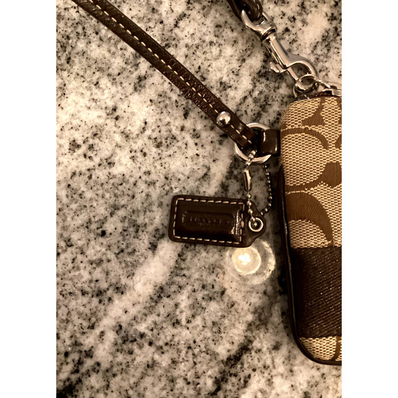 Coach Signature Brown Wristlet - Picture 3 of 4